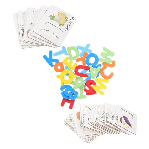ERINGOGO Lernspielzeug Mit Obst- Und Gemüsekarten Zahlen-Alphabet-Karten Aus Holz Passendes Puzzle Für Kleinkinder Sichere Materialien Für Jungen Und Mädchen von ERINGOGO