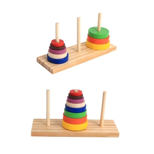ERINGOGO 1 Satz Spielzeug Rätsel Spielset aus Holz Stapelturm aus Holz Ringstapelturm hölzern Blöcke Turm von Hanoi Eltern-Kind Puzzle Bambus von ERINGOGO