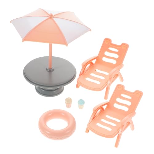 ERINGOGO 1 Satz Strandkorb-Set strandspielzeug Strand Set Puppenhaus Strandkorb Tisch und Stuhl, Strandkorb Strandzubehör für Miniatur-Strandzubehör zum Basteln von ERINGOGO