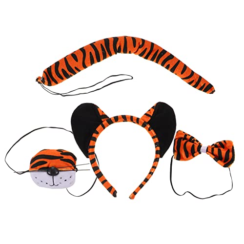 ERINGOGO 1 Satz Tiger Kostüm Set für Teiliges Cosplay Zubehör mit Tigerohren Nase und Fliege Karneval Halloween und Partys Leicht und Bequem von ERINGOGO