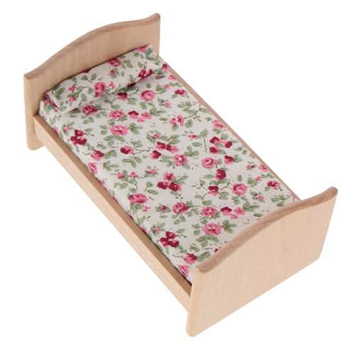 ERINGOGO 1 Satz Toy Bed holzspielzeug für Bedroom Decoration adventsgeschenke puppenstubenmöbel kleines Bett für puppenhaus Miniature Bed Dollhouse Stoff von ERINGOGO