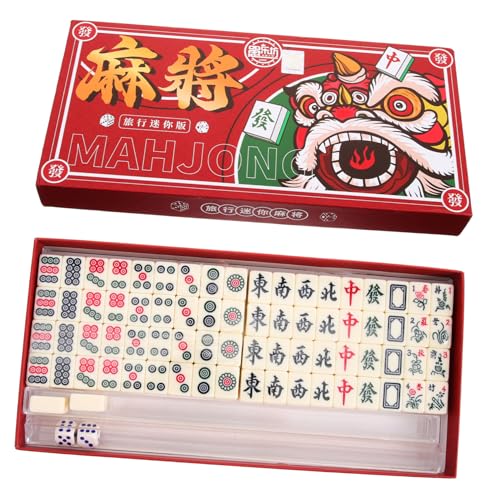 ERINGOGO 1 Satz Tragbares Mini-Mahjong Tragbares Mahjong Reise-Mini-Mahjong Requisiten Für Reisespiele Kleines Mahjong-Set Mahjong-kit Kleiner Mahjong Weiß Reisen Spiel Requisiten von ERINGOGO