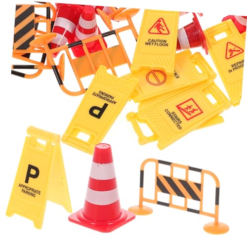 ERINGOGO 1 Satz Verkehrsschild Spielzeugen für Warnschildern Roten Verkehrskegeln und Orangen Absperrungen Pädagogisches Verkehrserziehung und Kognitiven Fähigkeiten von ERINGOGO