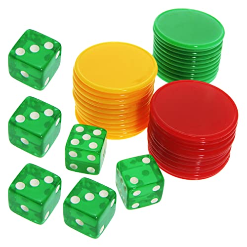 ERINGOGO Tragbares Würfelspielzubehör 6 Würfel 60 Bingo-Chips Für Partys Brettspiele von ERINGOGO