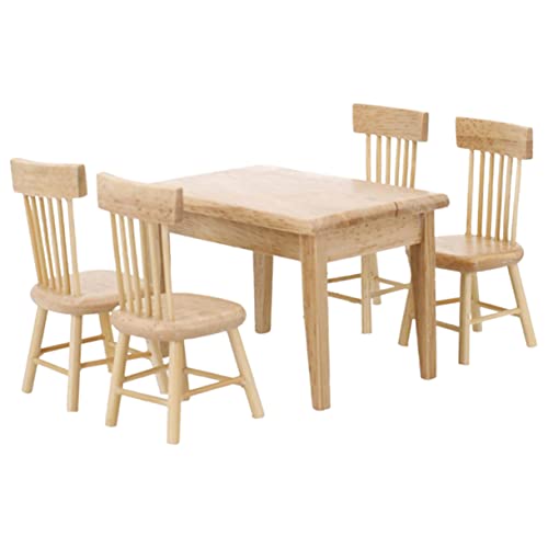 ERINGOGO 1 Satz Zubehör für Puppenhäuser Hand holzspielzeug Handgefertigtes puppenhauszubehör Spielzeughaus Zubehör Miniatur-Tischstühle Mini-Stühle Mini-Tisch hölzern von ERINGOGO