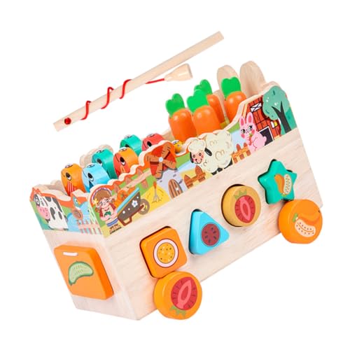 ERINGOGO 1 Satz für Fischereigebäude bauten Puzzlematte geometrische Form passende spielzeuge sortieren Puzzlespielzeug Vorschulspielzeug Bauen hölzern Orange von ERINGOGO