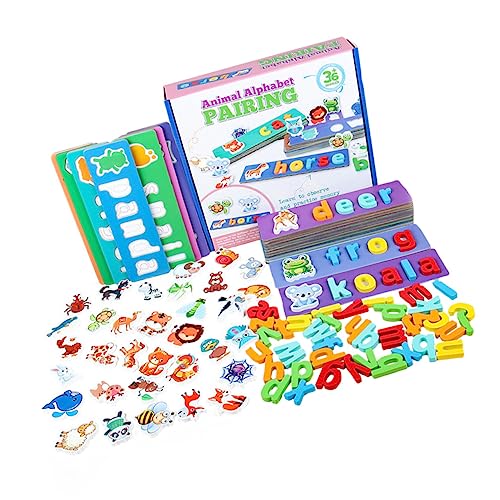 ERINGOGO 1 Satz Spielzeug Zur Alphabeterkennung Kleinkindspielzeug Alphabet-Memory-Spiel 26 Alphabete Spielzeug Englisches Kognitives Spielzeug Englisch Lehrmittel Karte Hölzern Tier von ERINGOGO