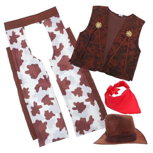 ERINGOGO 1 Set Cowboy-outfit Für Herren: Halloween-western-kostüm Mit Hut, Weste Und Bandana Für Rollenspiele Und Themenpartys 165-185 Cm ERINGOGO 1 Set Cowboy-outfit Für Herren: Halloween-western-kostüm Mit Hut, Weste Und Bandana Für Rollenspiele Und Themenpartys 165-185 Cm von ERINGOGO