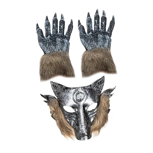 ERINGOGO 1 Set Maske Im Horror Stil Wolfsmaske Kostümmaske Wolfskopfmaske Wolf Cosplay Halloween Tierkostüm Coole Maske Gruseliges Wolfskostüm Outfits Für Krallenform Pelzige von ERINGOGO