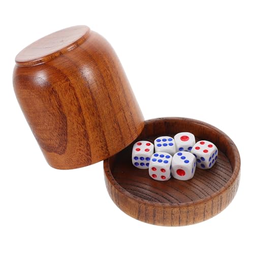 ERINGOGO 1 Set Massivholz Siebbecher Würfel Ktv Spielwürfel Holz Shaker Becher Spielwürfel Becher Würfelspiel Requisiten Bar Spielwürfel Becher Würfel Shaker Mit Deckel Würfelspiele von ERINGOGO
