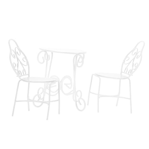 ERINGOGO 1 Set Mini Teetisch Und Stühle Aus Eisen Ornamente Zum Basteln Outdoor Ornamente Puppenhausmöbel Tischstühle Outdoor Möbel Spielzeughausstuhl Für Tische von ERINGOGO