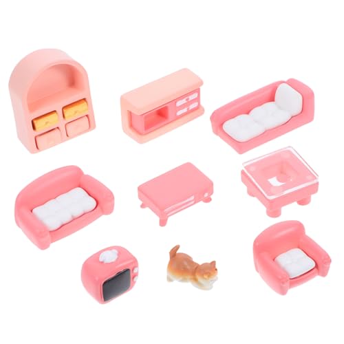 ERINGOGO 1 Set Miniatur Dollhouse Accessoires Möbel Set Doll House Sofa Kätzchen Tv -Stand Couch Schrank Winziges Couchtisch Model Spielzeug Für Kinder Jungen Mädchen Tun, von ERINGOGO