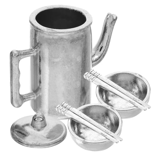 ERINGOGO 1 Set Miniatur Puppenhausgeschirr Wasserkrüge Wohnaccessoires Wasserkocher Puppenhauszubehör Miniaturgeschirr Mini Schüssel Miniatur Küchenzubehör Silbereisen von ERINGOGO