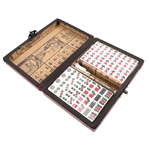 ERINGOGO 1 Satz Reise-Mahjong familienspiele Family Games Geschenkidee Chinesisches Mahjong-Set Gift Ideas Fun Toy Kleiner Mahjong Spielzeug Spielzubehör Schachbrett Reisen einstellen Holz von ERINGOGO
