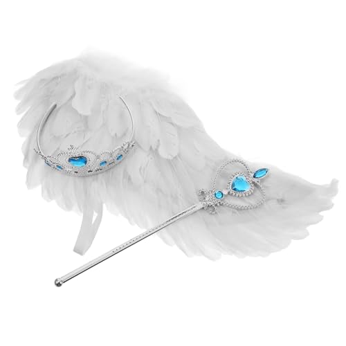 ERINGOGO 1satz Engelsflügel Set Für Mädchen Teiliges Kostüm Mit Haarreif Und Zauberstab Für Halloween Und Cosplay Leichte Und Dekorative Flügel Für Prinzessinnen von ERINGOGO