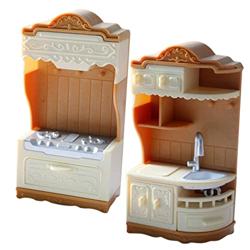 ERINGOGO 1 Set Schrankherd Modell Küchenschränke Kleines Kleine Hausmodelle Winzige Häuser Ornamente Für Winzige Häuser Esszimmertisch Miniatur Kochbank von ERINGOGO