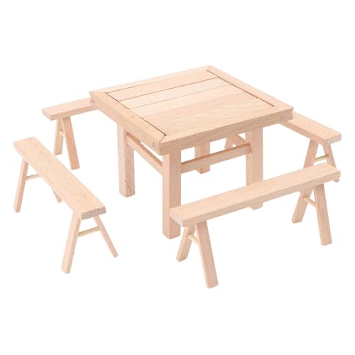ERINGOGO 1 Satz Zusammengebaute Holztische und Stühle Mini-Puppenhausmöbel lustiges Montagespielzeug Spielset aus Holz Spielzeuge Lernspielzeug aus Holz Holzspielzeug für Kinder Holzstuhl von ERINGOGO