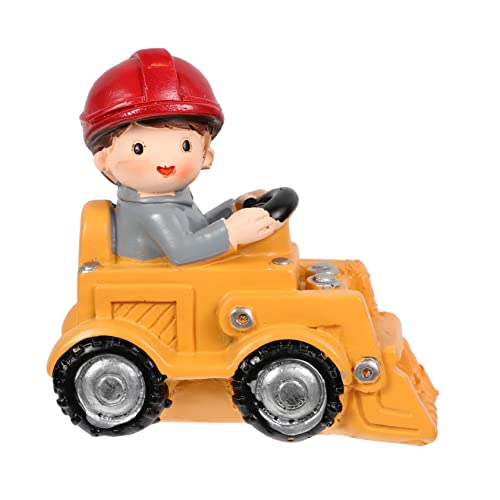 ERINGOGO 1 Stück Bulldozer Bagger Kuchendekorationen Für Babys Für Babys Mini Bagger Geburtstagskuchenaufsatz Für Jungen Kreativer Kuchenaufsatz Desktop Ornament Harz von ERINGOGO