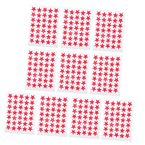 ERINGOGO 10 Blatt Belohnungsaufkleber Sterne Selbstklebend für Rote Fünfzackige Sterne für Klassenzimmer Partys und Bastelprojekte von ERINGOGO
