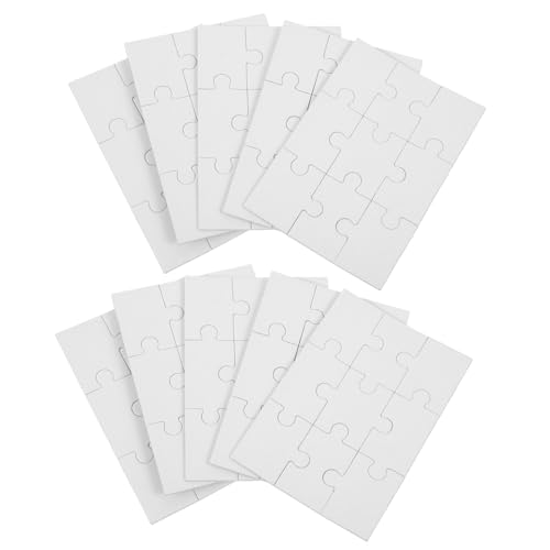 ERINGOGO 10 Blatt Blanko Puzzle zum Selberbemalen DIY Kreativspielzeug aus Papier und Holz für Malen Basteln Geschenkidee für Schule und Zuhause von ERINGOGO