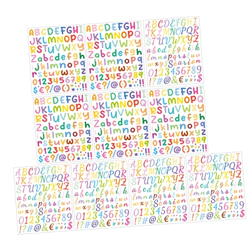 ERINGOGO 10 Blatt Bunte Buchstabenaufkleber DIY-buchstabenaufkleber Für Das Scrapbooking Aufkleber Mit Englischen Buchstaben Selbstklebende Aufkleber Vinyl Vinyl Selbst Kleber Colorful von ERINGOGO