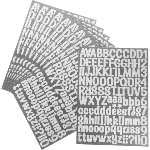 ERINGOGO 10 Blatt Glitzer Buchstaben Zahlen Aufkleber Selbstklebend Silber für Scrapbooking DIY Geschenkverpackung Grußkarten Fenster Briefkasten Dekoration von ERINGOGO
