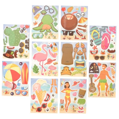 ERINGOGO 10 Blatt Hawaii Aufkleber Laptop Aufkleber Wasserflasche Strand Stil Aufkleber Selbstklebende Aufkleber Selbstklebende Abziehbilder DIY Koffer Aufkleber Schreibwaren von ERINGOGO