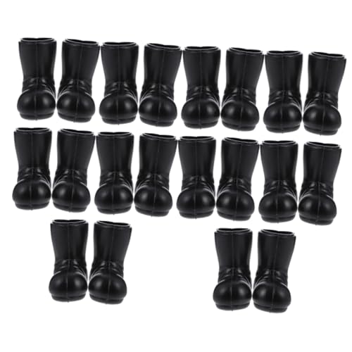 ERINGOGO 10 Paare Mini Nikolausstiefel Miniatur Schwarze Puppenschuhe Weihnachtsdeko Figuren Wear Plastik Basteln DIY Miniatur Haus Dekoration von ERINGOGO