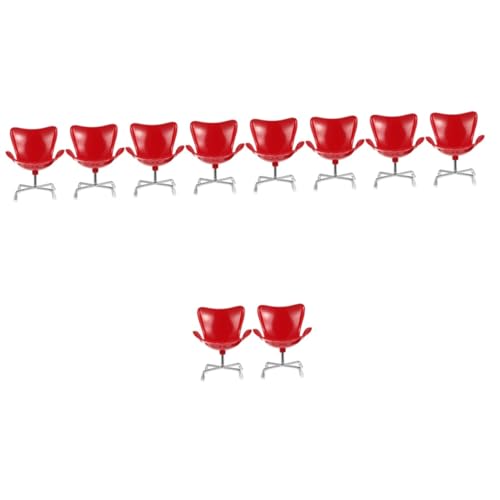 ERINGOGO 10 STK Egg-Stuhl-Sessel Hochstuhl Mini-Puppenstubenstuhl Spielzeug Ornament Simulationsstuhl Mini-Drehstuhl Puppenhaus schmücken Essensstuhl Möbel Kind Dekorationen rot von ERINGOGO
