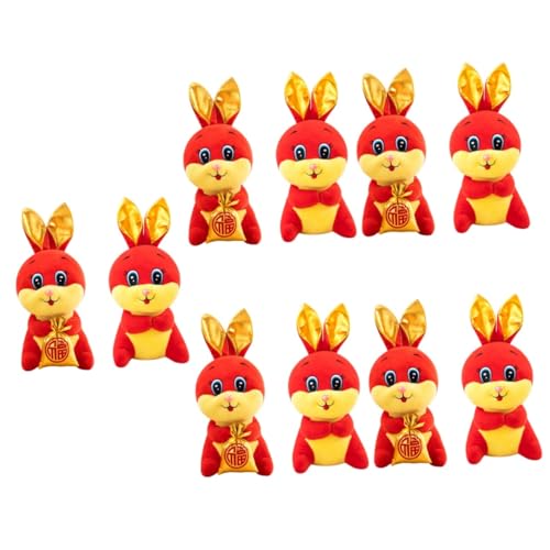 ERINGOGO 10 STK Jahr des Hasen-Maskottchens Plüschtier des neuen Jahres Plüschfigurenspielzeug Kinderspielzeug Spielzeuge ausgestopfte kaninchentiere Kaninchen gefüllte Puppe Baby China von ERINGOGO