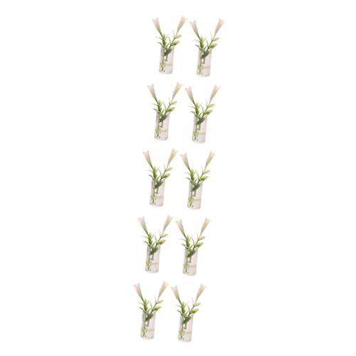 ERINGOGO 10 STK Nachgemachte Pflanzen kunstpflanze kunstplflanze Mini-künstliche Pflanzen Blumendekor für Kinder Anlage Vase Desktop-Blumendekor entzückende Miniaturlilie Puppenhaus Zubehör von ERINGOGO