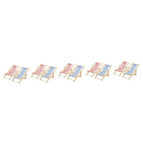 ERINGOGO 10 STK Puppenstubensessel Strandstuhl Mini-Strandkorb Puppenstubenmöbel Kinder bastelset Modelle Spielset aus Holz Mini-Stuhl Mini-Liegestuhl Miniatur Spielzeug Sache Chaiselongue von ERINGOGO