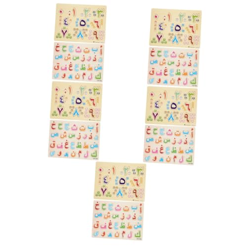 ERINGOGO 10 Sätze Arabisches Rätsel Kleinkindspielzeug Kleinkind-Puzzle Arabisches Zahlenrätsel Alphabet-Puzzle intelligent Bretter Brett greifen Puzzleteile Vorschule Flugzeug-Puzzle Holz von ERINGOGO