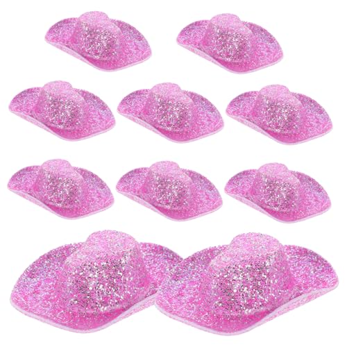 ERINGOGO 10 Stück Cowboyhut-Dekoration klein schmücken Puppe Cowgirl winzig Kind dekorative Miniaturhüte Miniatur-Cowboyhüte zum Basteln Mini-Cowboyhüte für Partys Mini-Hut Stoff Violett von ERINGOGO