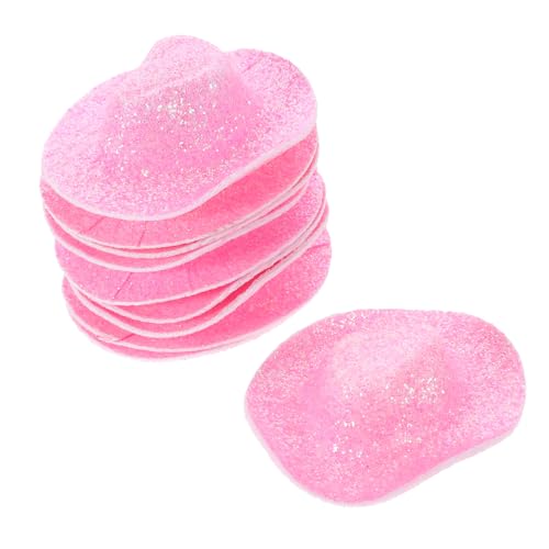 ERINGOGO 10 Stück Cowboyhutspielzeug Mini-Cowboyhut-Party Cowgirl Miniatur-Puppenhut Cowboy-Hut Stroh zarte kleine Hüte Mini-Hut Kleine Hüte zum Selbermachen Miniaturhüte Stoff Rosa von ERINGOGO