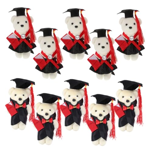 ERINGOGO 10 Stück DIY Bouquet Material Graduation Plüschbär Entzückender Mini-absolventenbär Klein Dekoration Abschlussbär 2025 Mini-abschlussbär Abschlussbären Stand Winzig Schaum Schwarz von ERINGOGO
