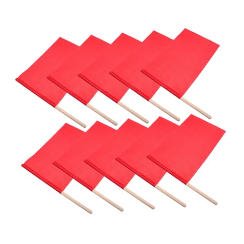 ERINGOGO 10 Stück Flagge Halten Neonparty Wimpeldekorationen Wehende Flagge Seidenband Pole Bänder Kleine Zielflagge Signalfahnen Mini-Karierte Flaggen Stolz-Flagge Festivalfahnen Rot Holz von ERINGOGO