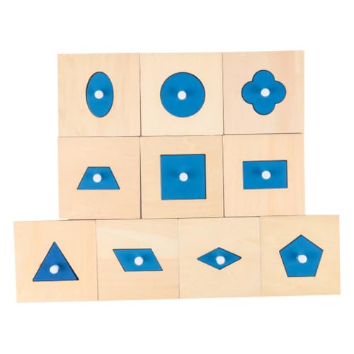 ERINGOGO 10 Stück Geometrische Grafikplattenspielzeuge Geometrieformspielzeug sensorisches Formerkennungsspielzeug Geometrietafeln Sinnesblockaden bei Kindern Bausteine hölzern von ERINGOGO