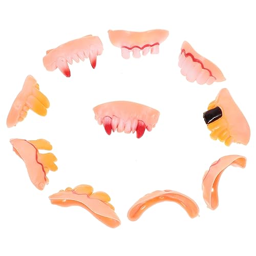 ERINGOGO 10 Stück Halloween Costume Halloween Kleidung halloweendeko Halloween-Fake-Zähne Halloween Party sofortig Zahnstreifen Gel Requisiten für Partyprothesen falsche zähne lustig Gummi von ERINGOGO