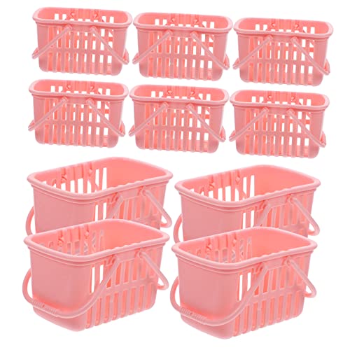 ERINGOGO 10 Stück Mini Einkaufskorb Handkorb für Multifunktionale Desktop Dekoration und Aufbewahrung für Jungen und Mädchen Rosa Mini Supermarkt Korb von ERINGOGO