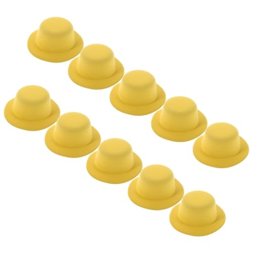 ERINGOGO 10 Stück Mini Hüte für Bastelprojekte Kleine Bunte für Puppen Haustiere DIY Haarspangen Kostümdekorationen und Partyornamente in Leuchtendem Gelb von ERINGOGO