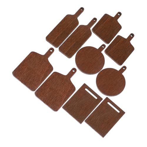 ERINGOGO 10 Stück Mini-Schneidebrettmodell winzig Mini-Essen Mini-Haushandwerk Planke hühner kinderknallzeug Puppenhaus-Küchenzubehör Puppenhaus-Schneidebretter Holz Light Brown von ERINGOGO