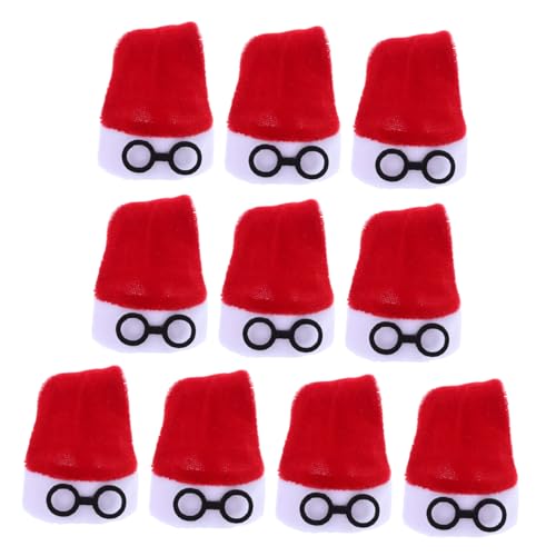 ERINGOGO 10 Stück Mini Weihnachtsmützen aus Flanell Kleine Diy Weihnachtsmützen für Puppen Besteckhalter Flaschenüberzüge Rot Vielseitige Weihnachtsdeko für Basteln und Party von ERINGOGO