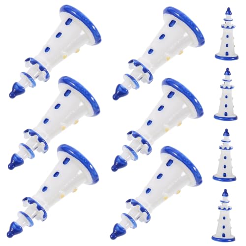 ERINGOGO 10 Stück Mini -leuchtturmmodell Puppenhaus Miniatur Ozeandekor Kleine Leuchtturmfiguren Mini-Leuchtturm Leuchtturm-bausatz Mini-leuchttürme Nautisch Zubehör Blue Harz von ERINGOGO