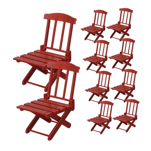 ERINGOGO 10stücke Klappbarer Strandstuhl Im Maßstab Miniatur-sonnenbadestuhl Für Puppenhausmöbel Terrassenstuhl Für Feengärten Strandkorbspielzeug Miniatur-terrassenmöbel von ERINGOGO