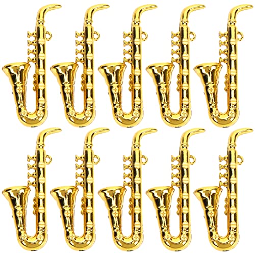 ERINGOGO 10 Stück Musikinstrumentenmodell Figuren Miniatur kleine Geige für kinderspielzeug Musikalisches Zubehör Saxophon kleines Saxophon Plastik Golden von ERINGOGO