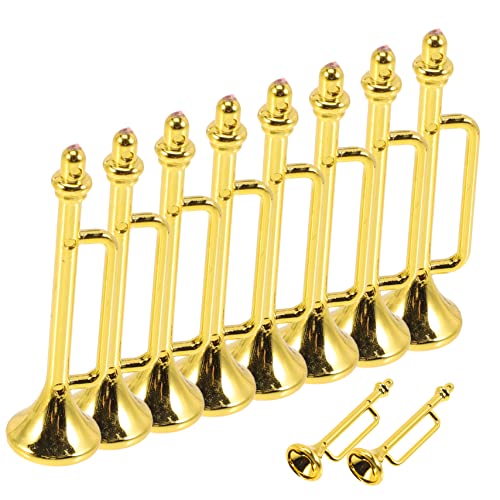 ERINGOGO 10 Stück Musikinstrumentenmodell Miniaturmodell Eines Musikinstruments Miniatur-trompete Puppenhaus Miniaturen Puppenhaus Musikinstrumente Maßstab 1 12 Dekorationen Golden Plastik von ERINGOGO