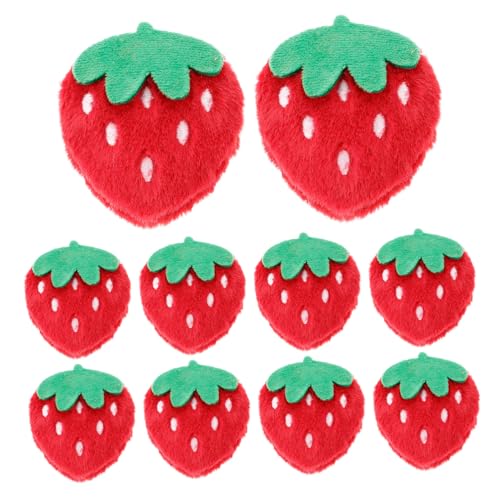 ERINGOGO 10 Stück Plüsch-Erdbeere Flecken Aufnäher Für Trucker-mützen Fruchtzauber Flicken Für Bekleidung Erdbeeren Applikationspatch Aufnähen Aufkleber Kunststoff Erdbeere Stickig Rot von ERINGOGO