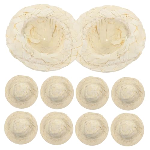 ERINGOGO 10 Stück Puppenmütze Dollhouse Accessories Dollhouse zubehör rosafarbener Cowgirlhut Mini-Strohhüte zum Basteln kleine Bastelhüte Rosa Hut Mini-Hut-DIY-Requisite Gewebtes Hutdekor von ERINGOGO