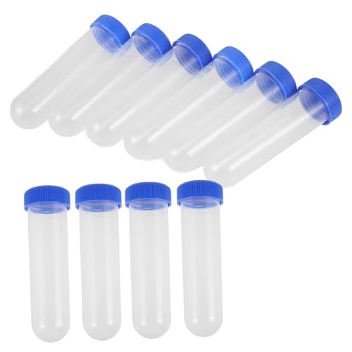 ERINGOGO 10 Stück Reagenzglas Reagenzgläser Für Laborproben Aufbewahrungsbehälter Labor Reagenzgläser Probenbecher Mit Deckel Kleine Flaschenfläschchen Blutröhrchen 50 Ml von ERINGOGO